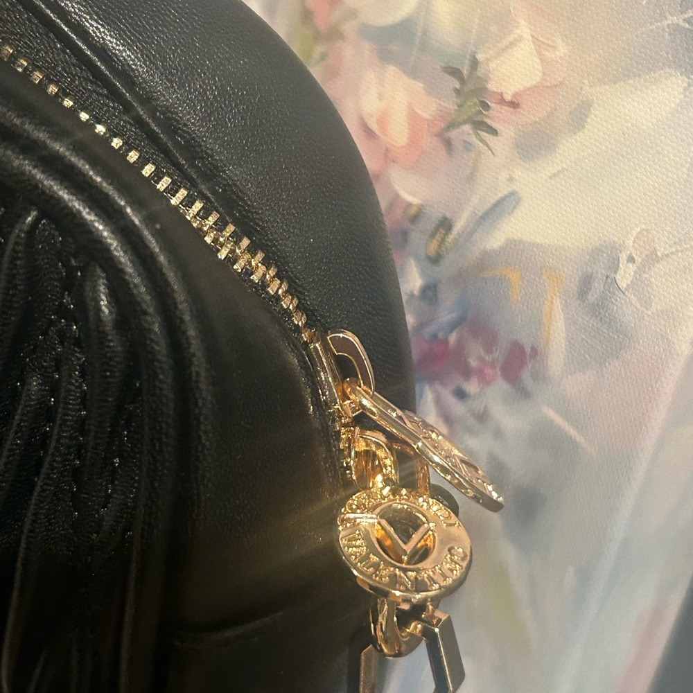 Valentino Orlandi Black Quilted Satchel with Gold Emblem - Picture 5 of 6
